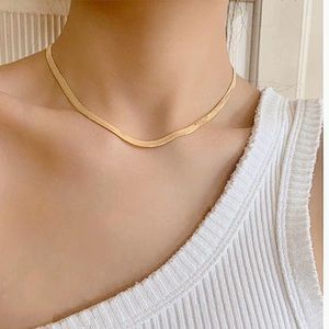 14k waterproof herringbone necklace